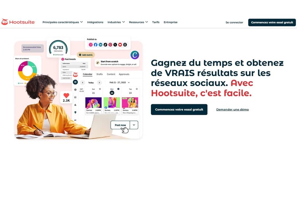 Article comment avoir des abonnés sur tiktok - capture d'écran de l'outil Hootsuite