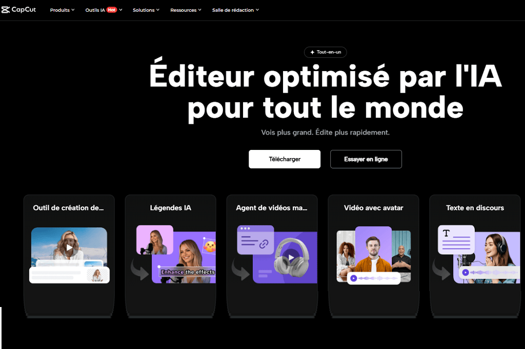 Article comment faire un montage tiktok - Capture d'écran de l'outil Capcut