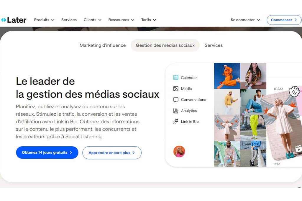 Article instagram pour les nuls - Capture d'écran de l'outil Later