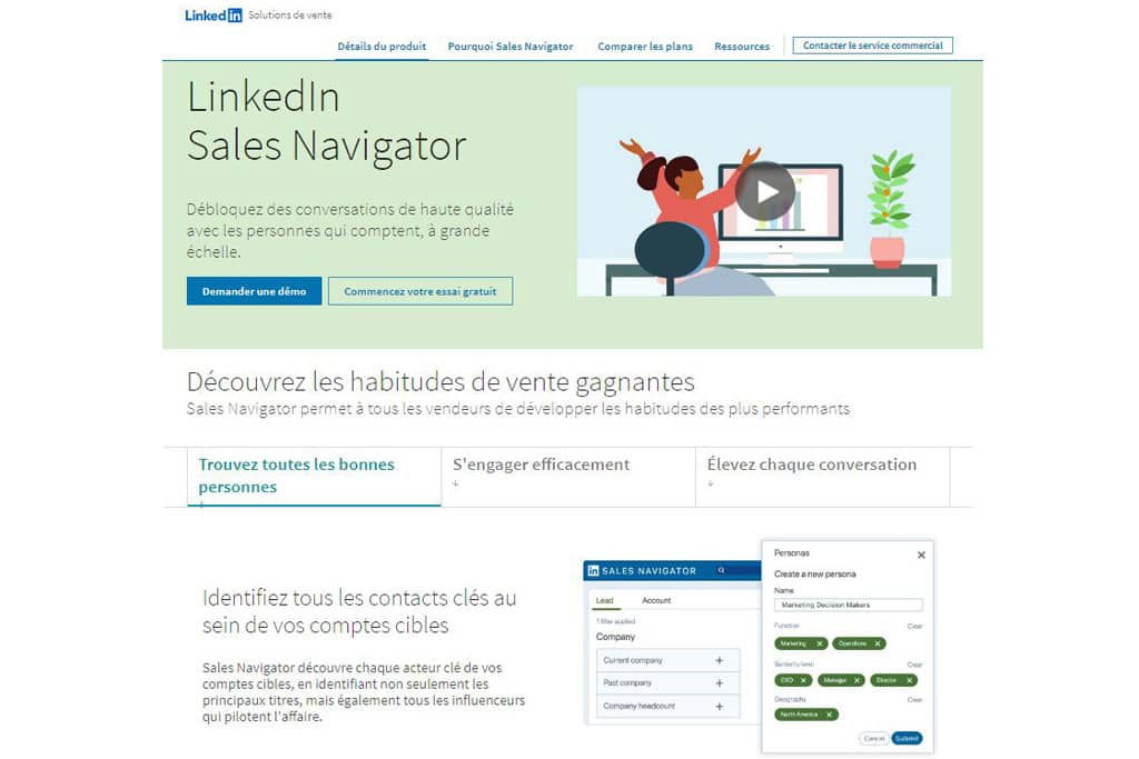 Article LinkedIn prospection - Capture d'écran de l'outil LinkedIn Sales Navigator