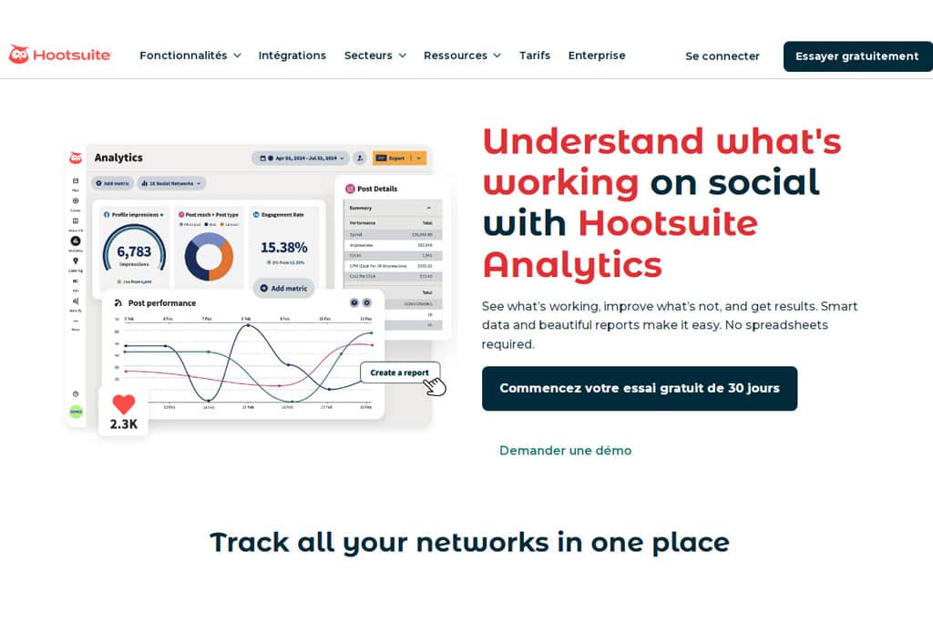 Article social ads définition - Capture d'écran du logiciel Hootsuite