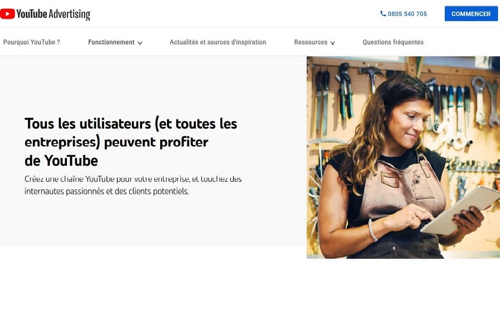 Article social ads prix - Capture d'écran du site YouTube Advertising