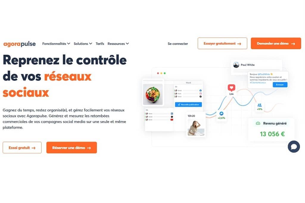 Article taux d'engagement facebook - Capture d'écran de l'outil Agorapulse