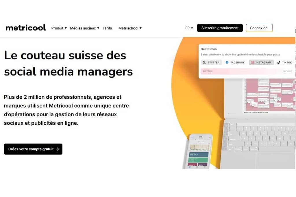 Article taux d'engagement facebook - Capture d'écran de l'outil Metricool