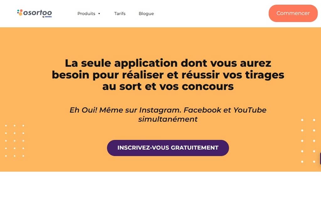 Article tirage au sort concours instagram - Capture d'écran de l'outil Osortoo
