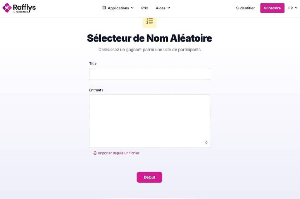 Article tirage au sort concours instagram - Capture d'écran de l'outil App-Sorteos 